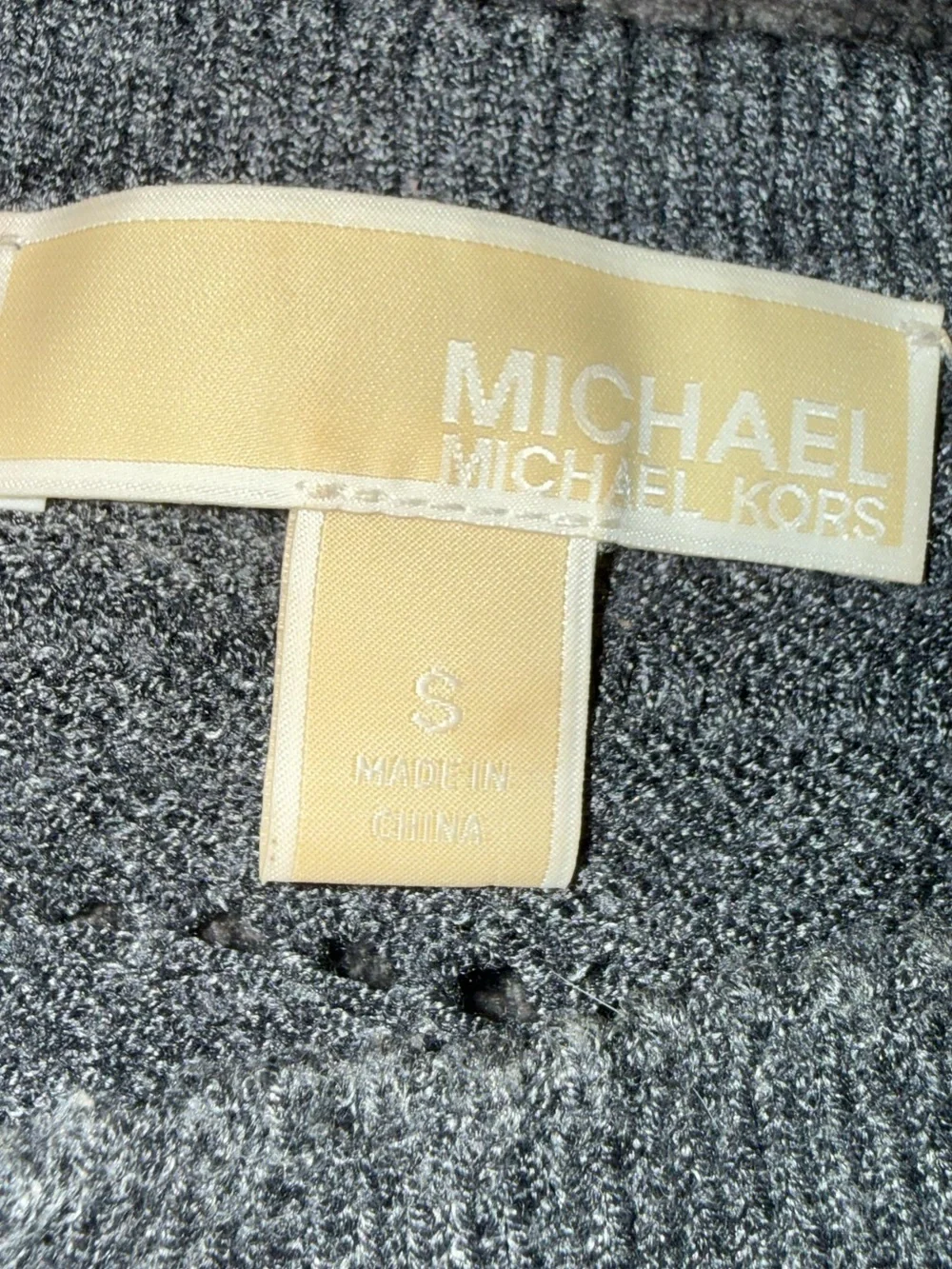 Michael Michael Kors Fringe Sweater Women’s S Gray Open Knit Boho